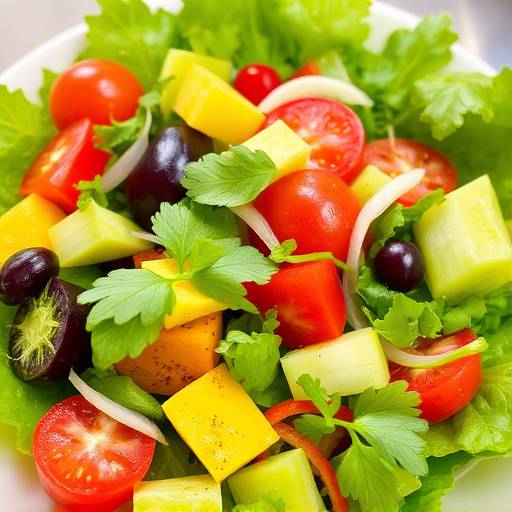 A person eating a healthy salad with fresh vegetables